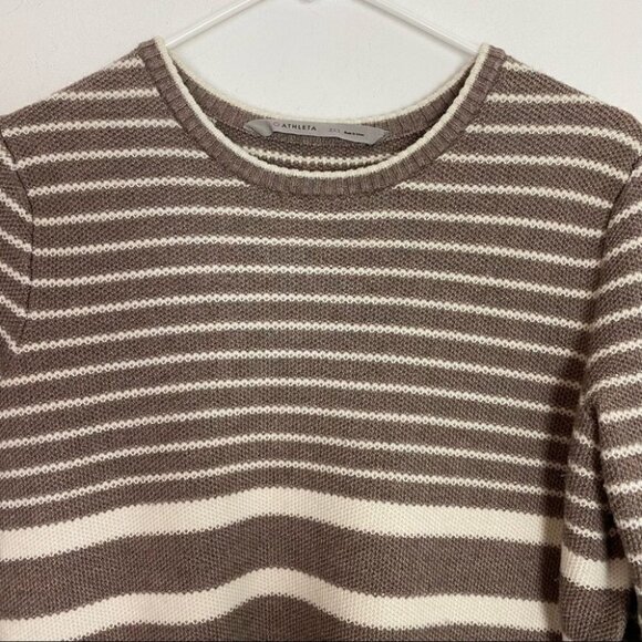 EUC Athleta Striped Kennewick Side Slit Pullover Sweater Tan Cream Womens XXS - Picture 5 of 15